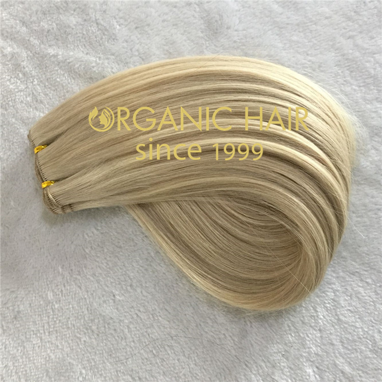 Blonde hand tied hair extensions H158